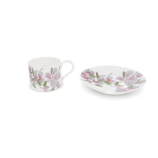 Tea Cups & Saucers, Original Watercolor by Sharon Tiger - Fur, Feathers and Flowers