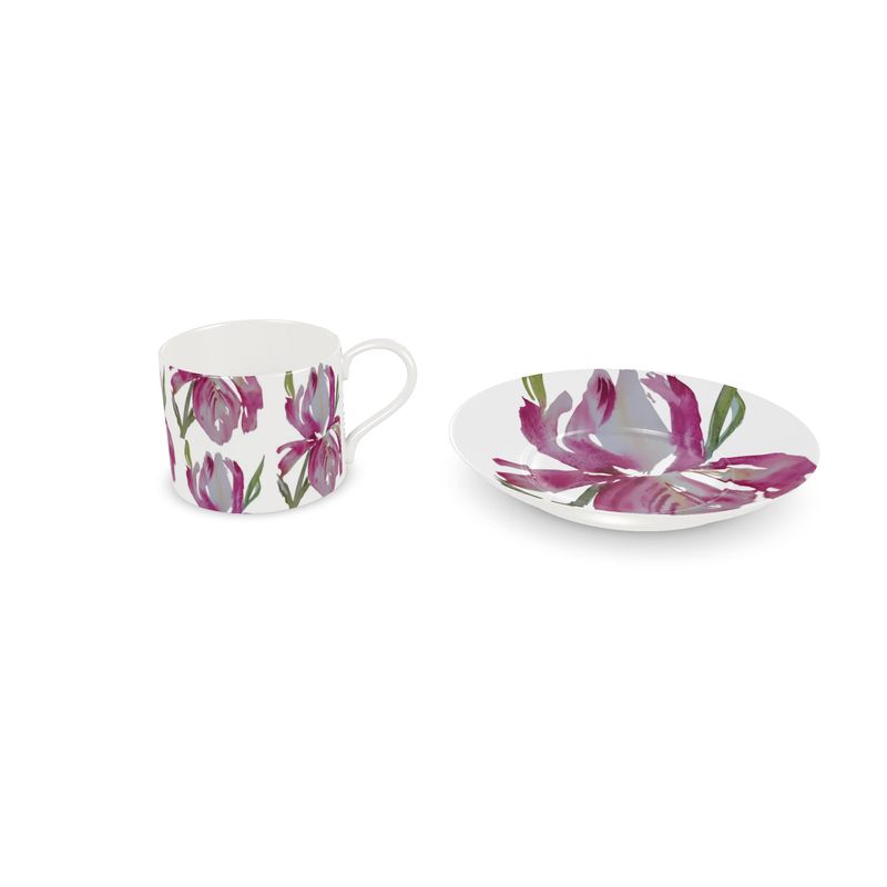 Tea Cups & Saucers, Original Watercolor by Sharon Tiger - Fur, Feathers and Flowers