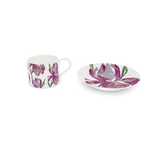 Tea Cups & Saucers, Original Watercolor by Sharon Tiger - Fur, Feathers and Flowers