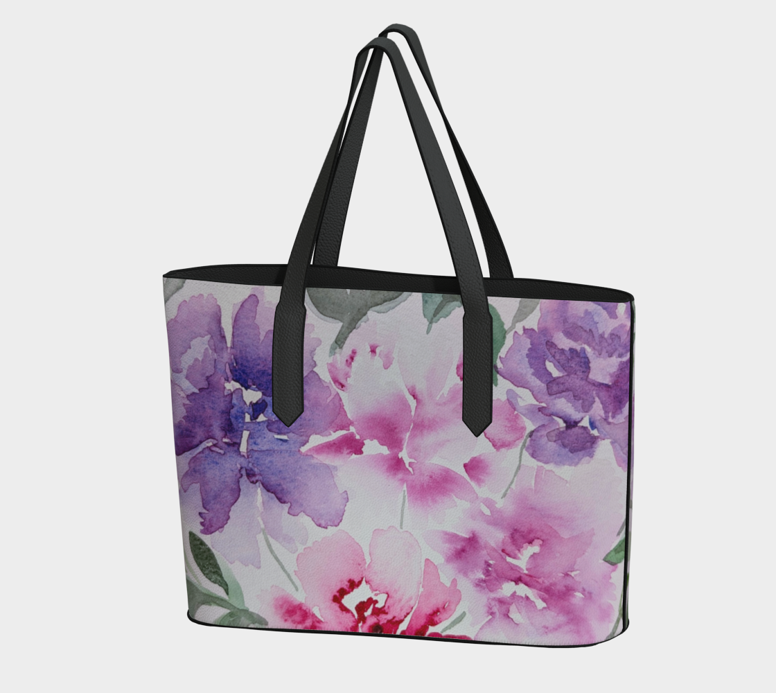 Floral Original Vegan Leather Tote Bag, by Sharon Tiger - Fur, Feathers and Flowers
