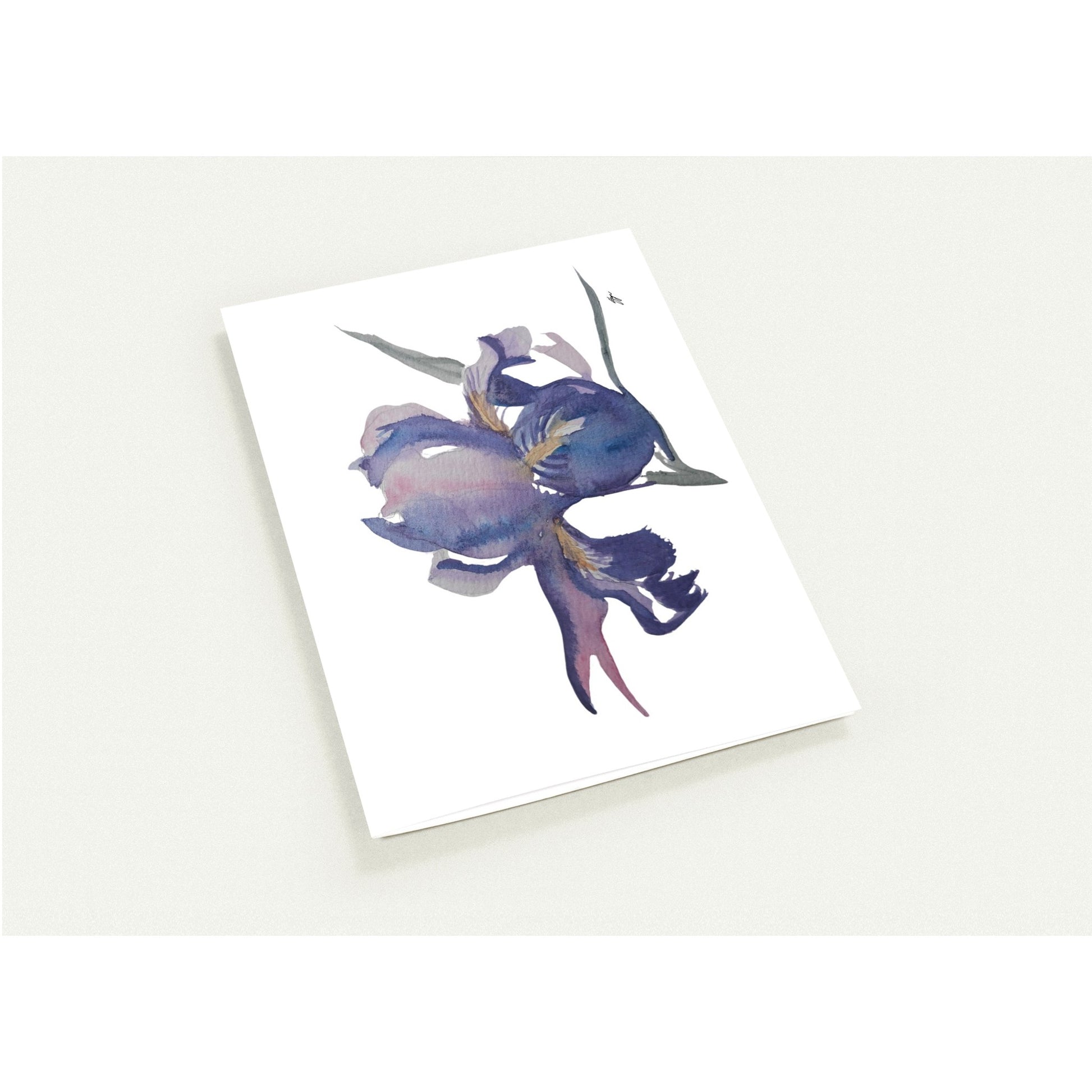 Pack of 10 Blank Greeting Cards – Purple Iris Watercolor Art by Sharon Tiger - Fur, Feathers and Flowers