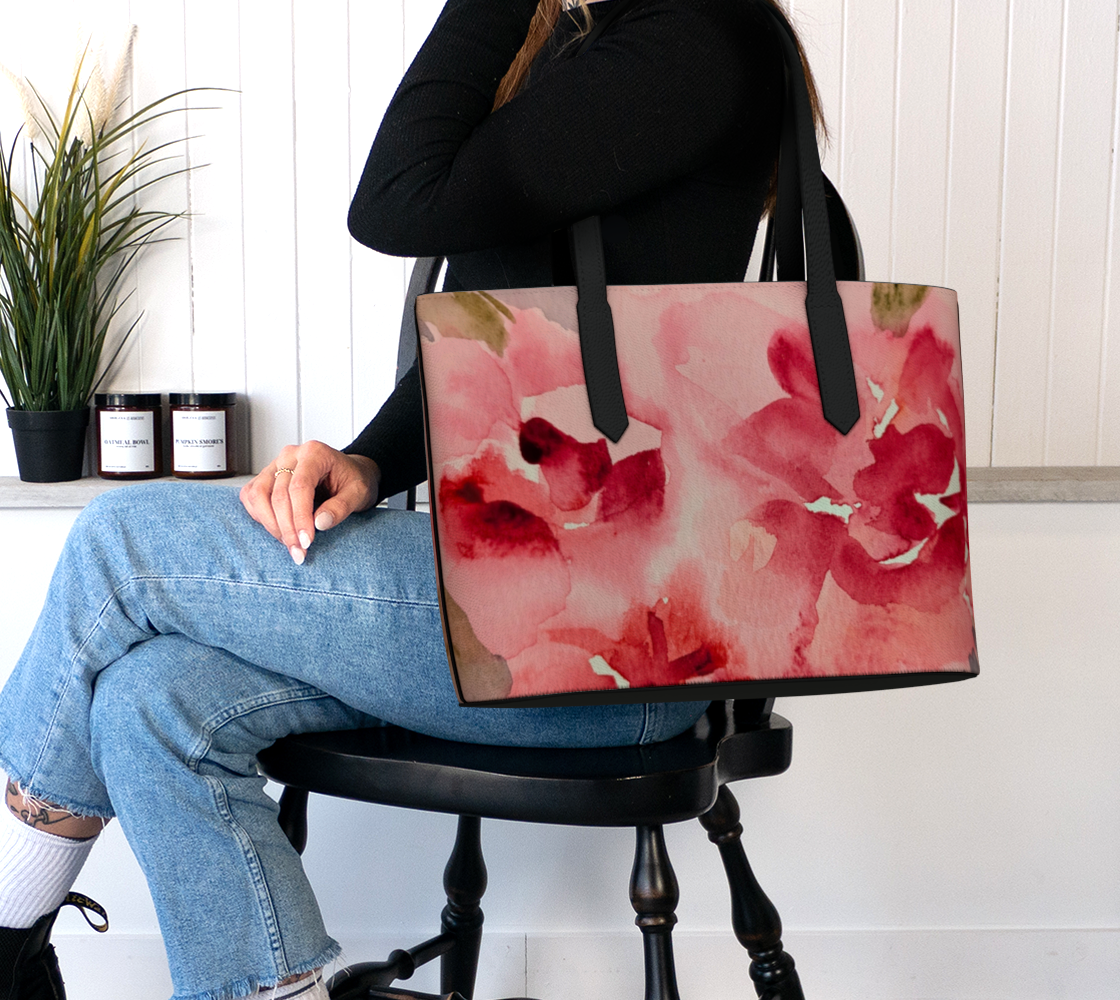 Pink and Red Floral Original Vegan Tote Bag by Sharon Tiger - Fur, Feathers and Flowers