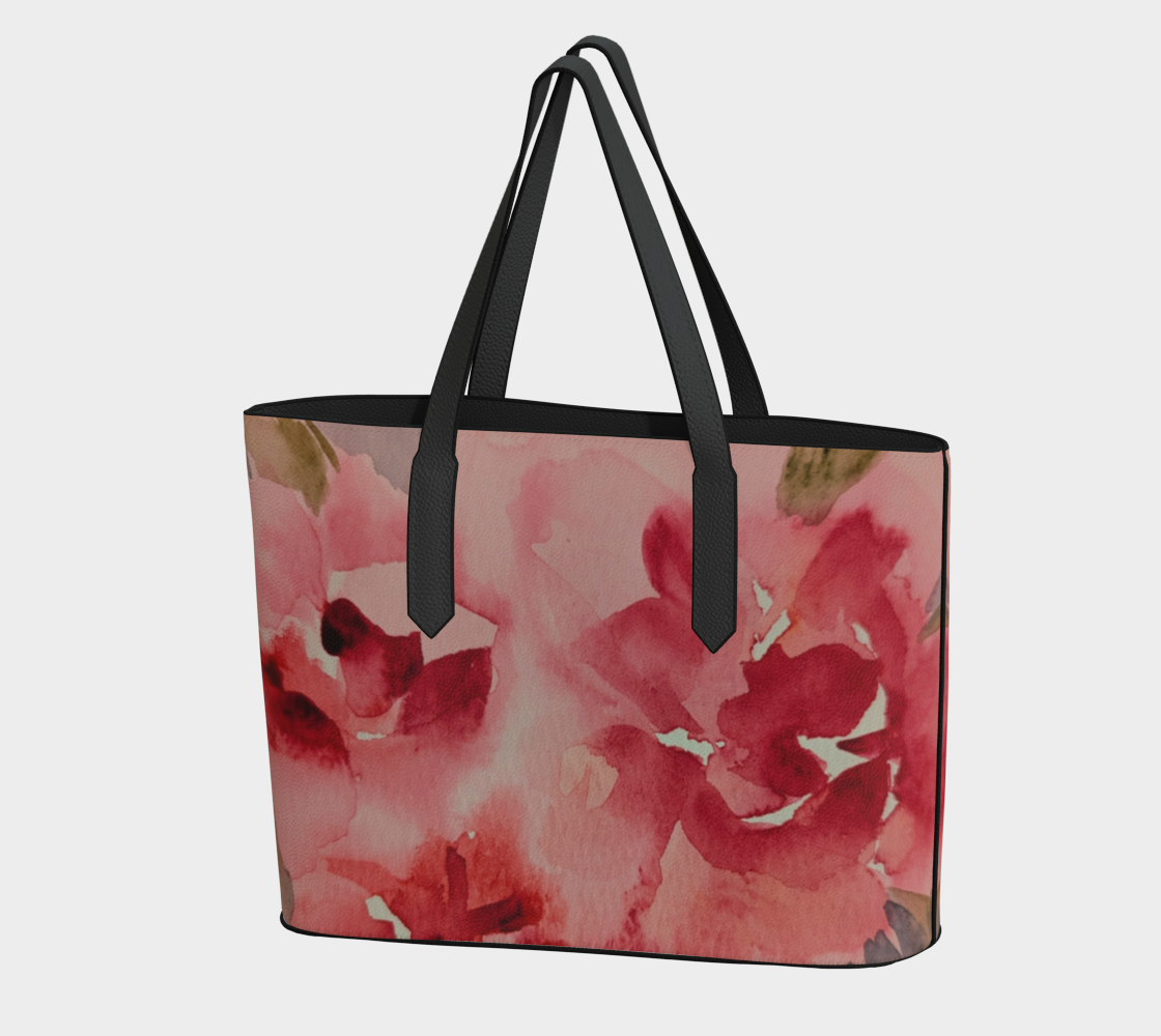 Pink and Red Floral Original Vegan Tote Bag by Sharon Tiger - Fur, Feathers and Flowers